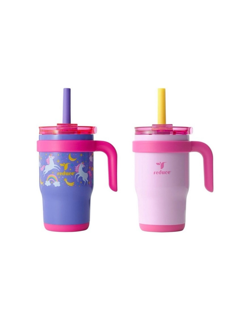 Reduce Kids' Unicorn Handle Straw Mugs - Pink & Purple